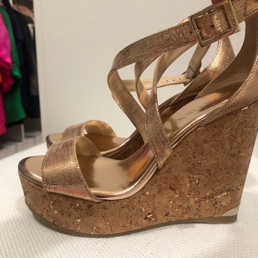 Jimmy Choo Rose Gold Wedges